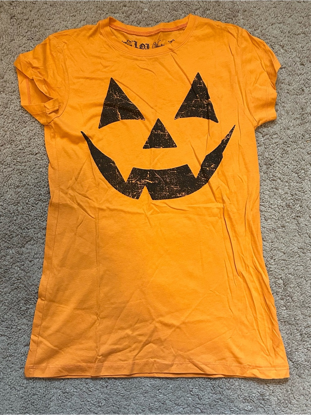LOL Vintage Orange Pumpkin Face Costume Tee Shirt Large